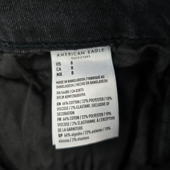 American Eagle Hi-Rise Shortie Women's 8 Black Distressed Denim Jean Shorts 6245 - Picture 10 of 11